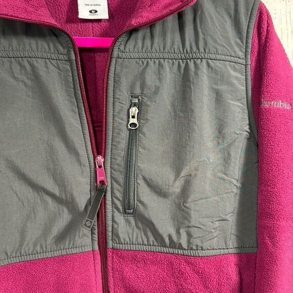 Columbia Pink Gray Fleece Full Zip Outdoor Trail Jacket Womens M Gorpcore Hiking - Picture 7 of 15